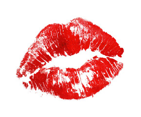 A vibrant red lipstick kiss mark