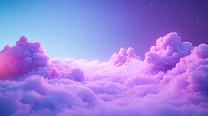 Pink purple fluffy cloudscape