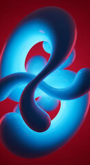 Obraz premium Ethereal Blue Fluid Forms Intertwined Against Vibrant Crimson Background