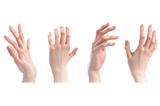 Four hands, various poses, detailed anatomy