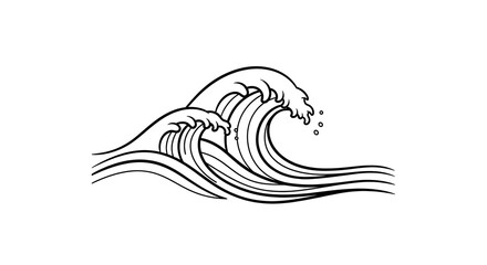 Dramatic ocean waves with dynamic line art perfect for logos and tattoo designs with a nautical theme