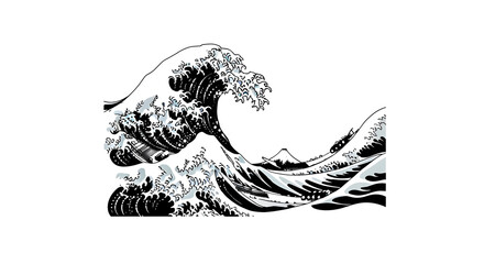 Iconic Japanese wave artwork with Mount Fuji evokes powerful ocean energy and serene natural beauty