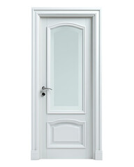 White paneled door with arched glass