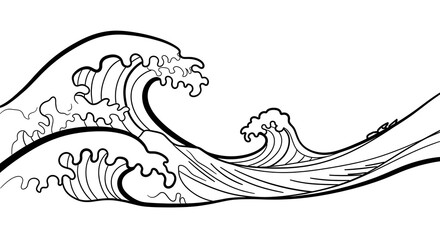 Dynamic black and white waves crashing, evoking power and movement for design projects