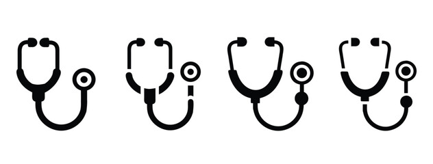 Stethoscope icon set silhouette vector illustration.