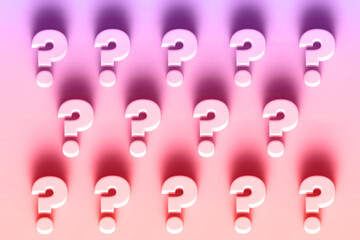 Question marks on pastel colored gradient background