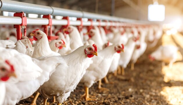 White chickens in a farm shed