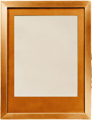 Fototapeta premium Empty, light beige-toned picture frame, wood-toned border