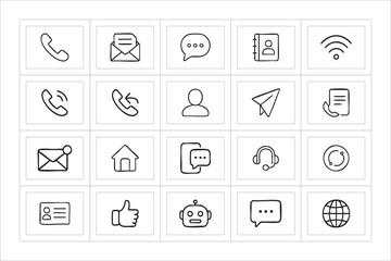 Hand drawn communication and contact icons set
