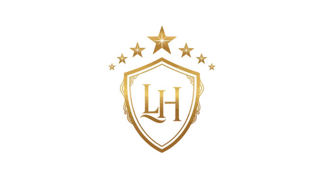 Elegant golden crest logo featuring initials "LH" with stars, set against white background.
