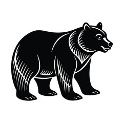 Wild brown grizzly bear vector illustration, a powerful mammal silhouette icon