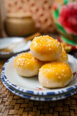 Mung Bean with Salted Egg Pastry, Chinese Pastry with Mung Bean and Salted Egg Yolk