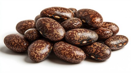 Obraz premium Isolated Pile Dark Brown Speckled Beans on a Clean White Background pinto beans dried beans