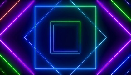 Neon squares, vibrant colors, hypnotic pattern
