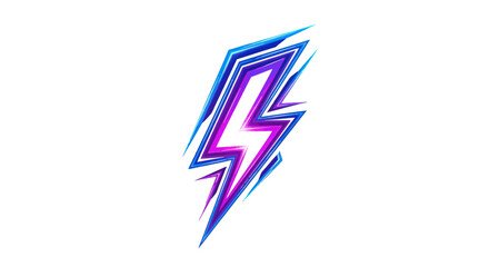 Abstract lightning bolt illustration with vibrant blue, purple, and white colors on a clean white background.