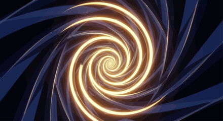 Abstract spiral illustration with a bright yellow center and dark blue swirling lines creating a hypnotic effect.