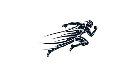 Stylized illustration of a muscular figure sprinting forward with motion lines indicating speed and momentum.