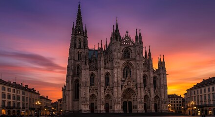 Fototapeta premium Milan Cathedral Duomo di Milano at Sunset.