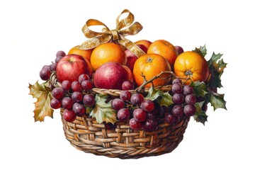 Christmas Fruit Basket basket orange grapes.