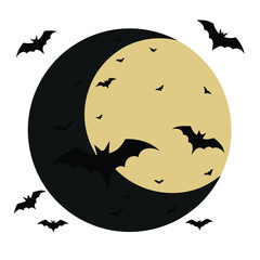 Full Moon with Bats Halloween Background