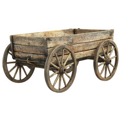 Fototapeta premium Vintage Wooden Cart: An antique wooden cart, with its weathered surface and aged appearance, standing as a timeless symbol of transport and agricultural heritage.