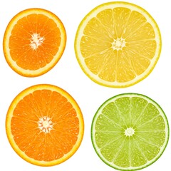 Obraz premium Premium citrus slice, orange, lemon, lime, isolated on white background, clipping path Free Download