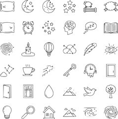Fantasy and Surreal Outline Icon Set – 50+ Creative Vector Icons Collection