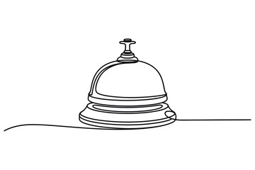 Hotel Service Bell Continuous Line Drawing – Minimalist One Line Illustration