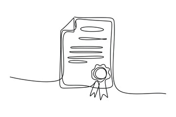 Continuous Line Drawing of a Diploma or Certificate – Achievement and Education Illustration