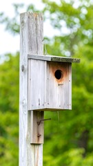 Wooden birdhouse on a post (1)