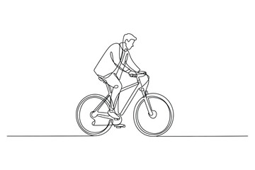 Obraz premium Continuous Line Drawing of a Person Riding a Bicycle – Cycling and Sport Illustration