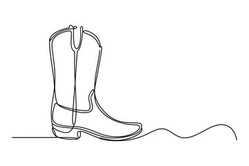 Continuous Line Drawing of a Cowboy Boot – Western and Country Illustration