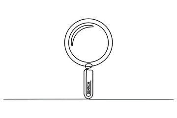 Continuous Line Sketch of a Magnifying Glass – Research and Find Graphic
