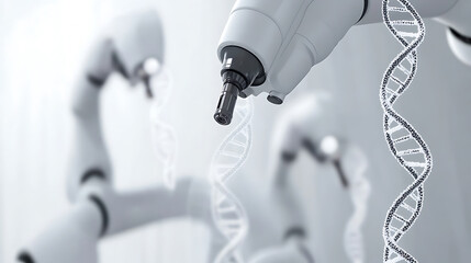 Robotic Arm Manipulating DNA Strands in a Laboratory Setting