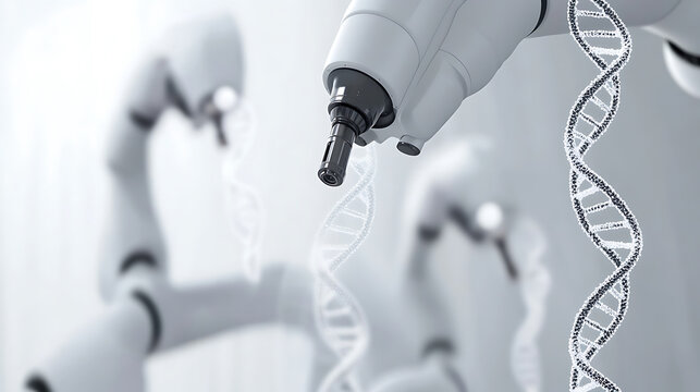 Robotic Arm Manipulating DNA Strands in a Laboratory Setting