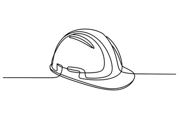 Minimal Line Drawing of a Hard Hat – Continuous Line Safety Illustration