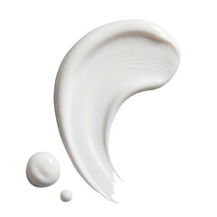 White cosmetic cream smear swatch. Skin care lotion drop isolated on white background. BB cream texture