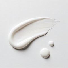 Premium White cosmetic cream smear swatch. Skin care lotion drop isolated on white background. BB cream texture  Free Download