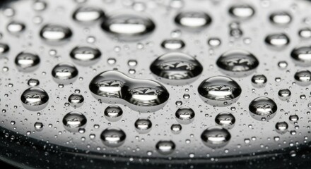 Macro Shot of Many Clear Water Droplets on a Textured Surface