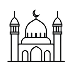 Minimal Mosque Outline with Two Minarets  