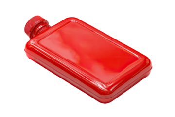 Red rectangular water bottle, angled