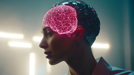 Cybernetic Human with Illuminated Brain Interface