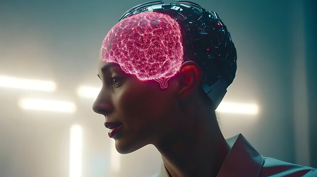 Cybernetic Human with Illuminated Brain Interface