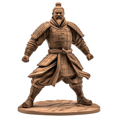 Fototapeta premium Ancient Warrior Statue: A stoic figure of a historic warrior, crafted in terracotta, stands in a powerful pose, embodying strength and valor. A tangible representation of a bygone era.