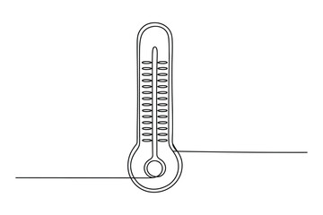 Continuous Line Drawing Thermometer Cold Concept Minimal Medical Icon