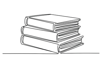 Minimal one line stack of books vector illustration for academic education reading and learning design