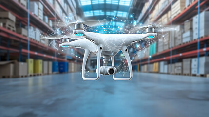 Drone Hovering in a Warehouse with Data Visualization