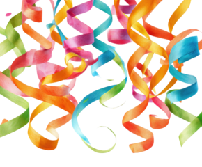 Abstract illustration of multicolored, ribbon-like structures.  Vibrant, swirling ribbons in various shades of the rainbow against a black background.  