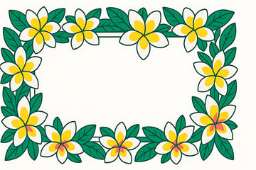 Tropical Plumeria Flower Frame Border Illustration.