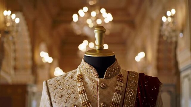 jeweled sherwani on rich dummy mannequin